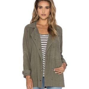 Rails Women's Snap Front "Nadia" Sage Green Long Jacket Trench Size Medium